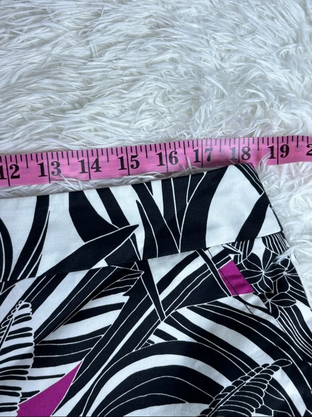 Trina Turk Black & White Palm Print Shorts with Magenta Accents
